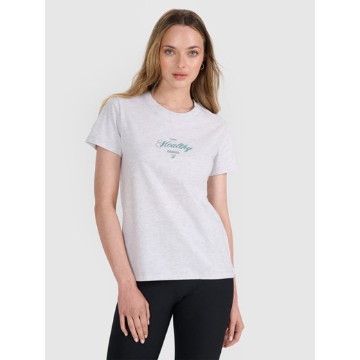 Damski t-shirt z nadrukiem 4F 4FRSS25TTSHF2780 - szary ze sklepu Sportstylestory.com w kategorii Bluzki damskie - zdjęcie 184754391