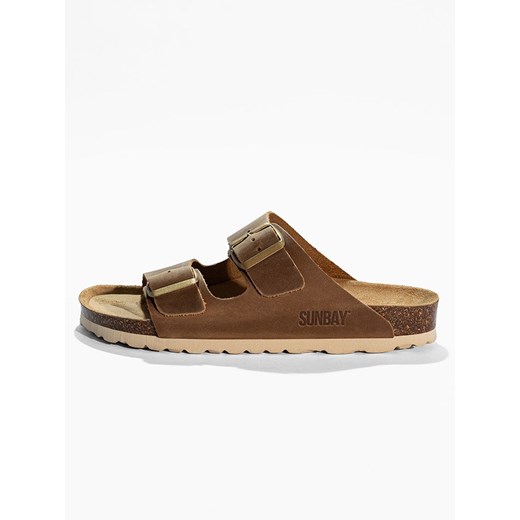 Sunbay Skórzane klapki &quot;Trefle&quot; w kolorze jasnobrązowym Sunbay 41 okazyjna cena Limango Polska