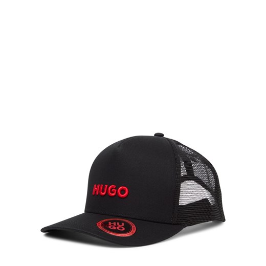 HUGO Czapka męska - Marsel Trucker Mężczyźni Bawełna czarny jednolity ze sklepu vangraaf w kategorii Czapki z daszkiem męskie - zdjęcie 184758934