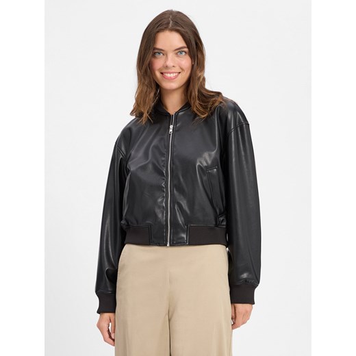 HUGO BLUE Damska kurtka ze sztucznej skóry - Attitude-1_B Kobiety Sztuczna skóra czarny jednolity ze sklepu vangraaf w kategorii Kurtki damskie - zdjęcie 184758971