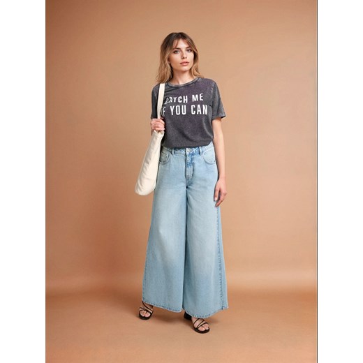 Sinsay - Koszulka z efektem sprania - szary Sinsay XS Sinsay