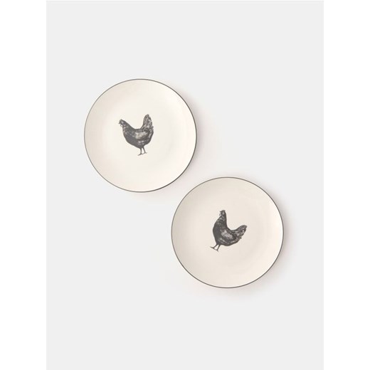 Sinsay - Talerz z ozdobnym nadrukiem 2 pack - biały ze sklepu Sinsay w kategorii Dom - zdjęcie 184759992