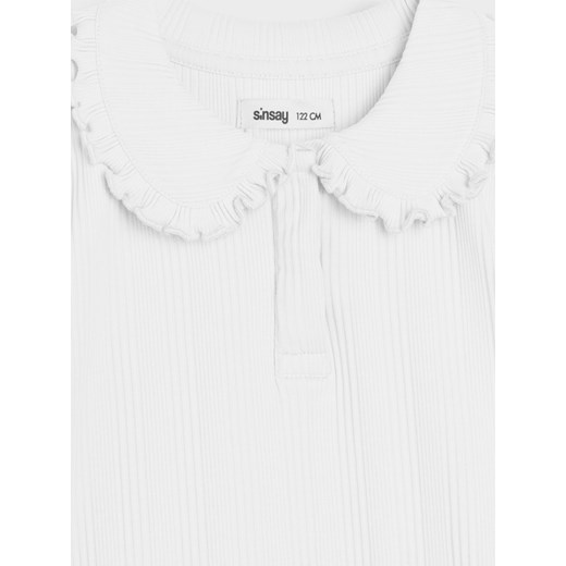 Sinsay - Bawełniana bluzka z kołnierzykiem - biały Sinsay 128 (7-8 l) Sinsay