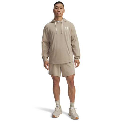 Męska bluza dresowa nierozpinana z kapturem Under Armour UA Rival Terry - beżowa ze sklepu Sportstylestory.com w kategorii Bluzy męskie - zdjęcie 184760640