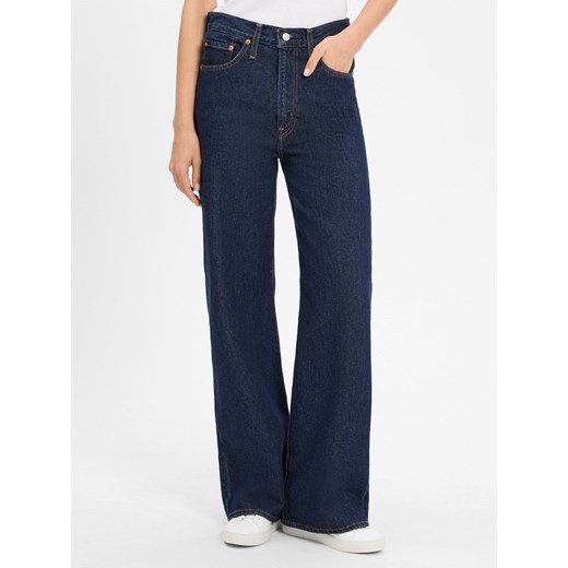 Levi's Dżinsy - Szeroka nogawka w prążki Kobiety Bawełna granatowy jednolity ze sklepu vangraaf w kategorii Jeansy damskie - zdjęcie 184763322