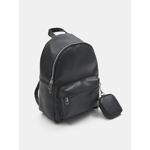 Sinsay - Plecak z piórnikiem z imitacji skóry - czarny Sinsay One Size Sinsay
