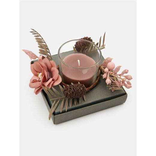 Sinsay - Świeczka zapachowa z ozdobnym wieńcem Cedar & Fig - zielony ze sklepu Sinsay w kategorii Świece i dyfuzory - zdjęcie 184764384