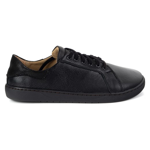 Aura: Czarne Damskie Skórzane Sneakersy Barefoot | Uniwersalne Buty z Płaską Podeszwą ze sklepu butyolivier w kategorii Półbuty damskie - zdjęcie 184767032