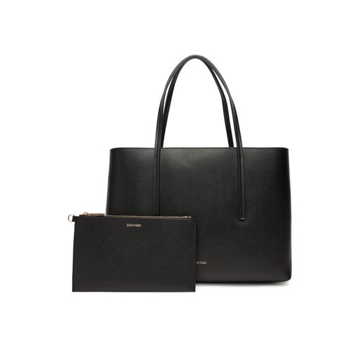Torebka Calvin Klein Foil Logo Small Tote LV04F3275G Czarny ze sklepu eobuwie.pl w kategorii Torby Shopper bag - zdjęcie 184767512