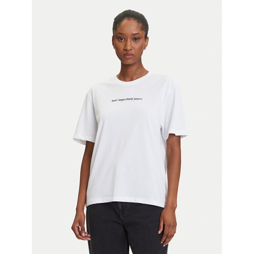 Karl Lagerfeld Jeans T-Shirt A3W17039 Biały Regular Fit ze sklepu MODIVO w kategorii Bluzki damskie - zdjęcie 184768144