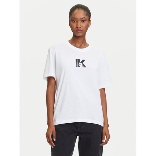 Karl Lagerfeld Jeans T-Shirt A3W17094 Biały Regular Fit ze sklepu MODIVO w kategorii Bluzki damskie - zdjęcie 184768211