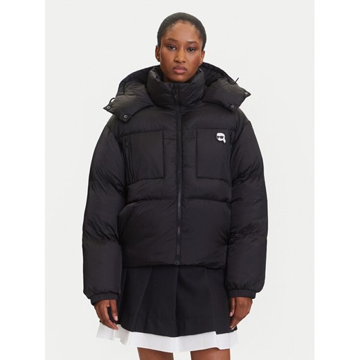 KARL LAGERFELD Kurtka zimowa A3W15020 Czarny Regular Fit ze sklepu MODIVO w kategorii Kurtki damskie - zdjęcie 184768212