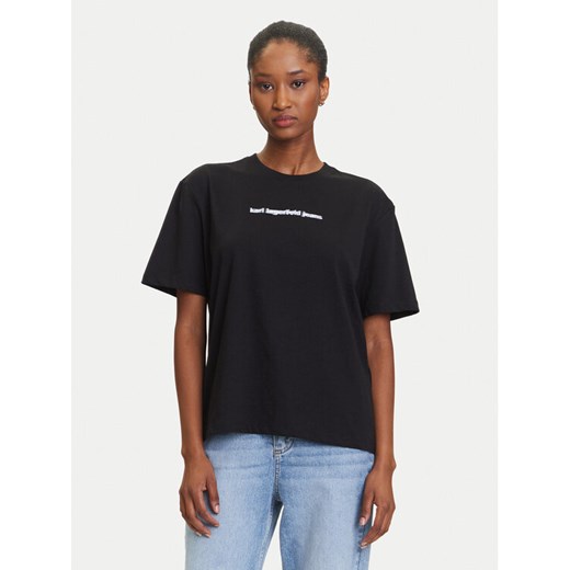Karl Lagerfeld Jeans T-Shirt A3W17039 Czarny Regular Fit ze sklepu MODIVO w kategorii Bluzki damskie - zdjęcie 184768224