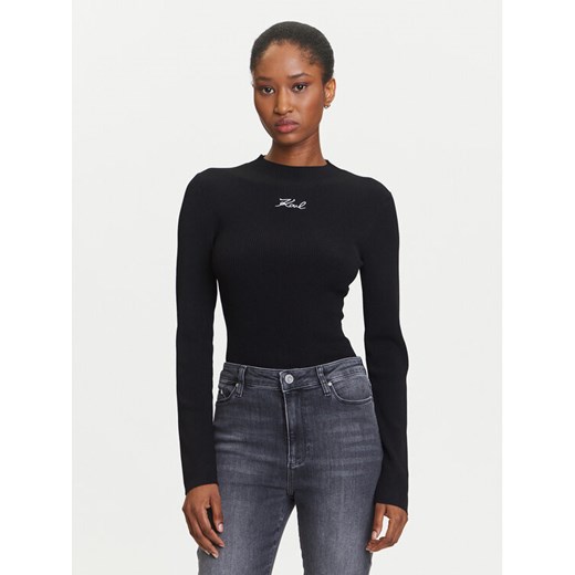 KARL LAGERFELD Sweter A3W18025 Czarny Slim Fit ze sklepu MODIVO w kategorii Swetry damskie - zdjęcie 184768234