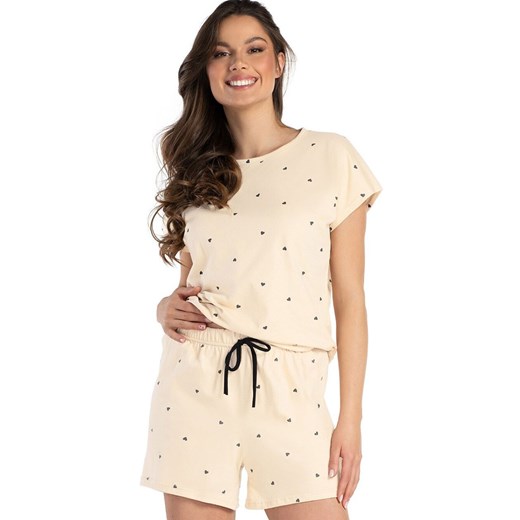 Krótka piżama damska ecru Juliette, Kolor ecru, Rozmiar S, BELLE REVERIE ze sklepu Intymna w kategorii Piżamy damskie - zdjęcie 184769190