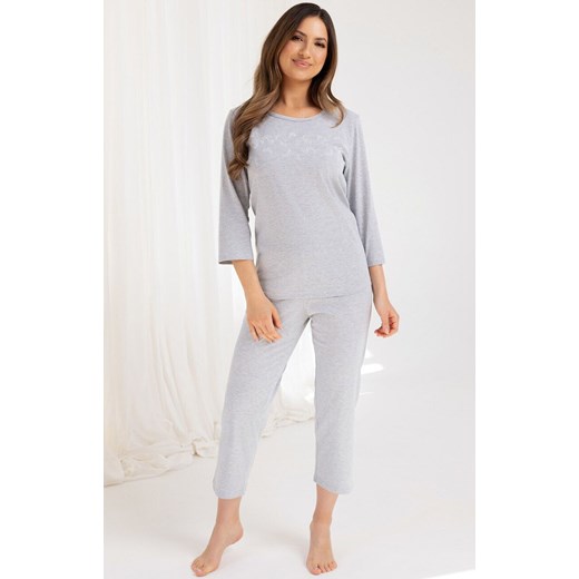 Regina piżama damska 3/4 szary melanż 724, Kolor szary melanż, Rozmiar M, Regina ze sklepu Intymna w kategorii Piżamy damskie - zdjęcie 184769470