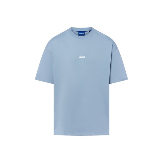 HUGO BLUE Koszulka męska - Nalono Mężczyźni Bawełna jasnoniebieski jednolity ze sklepu vangraaf w kategorii T-shirty męskie - zdjęcie 184773263