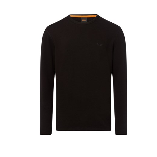 BOSS Orange Męska koszula z długim rękawem - Tempesto Mężczyźni czarny jednolity ze sklepu vangraaf w kategorii T-shirty męskie - zdjęcie 184773264