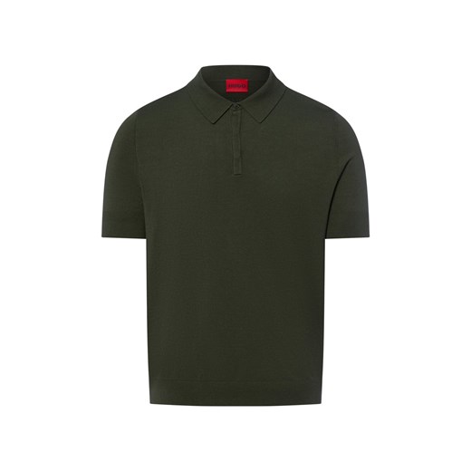 HUGO Męska koszulka polo z dzianiny - San Peter Mężczyźni oliwkowy jednolity ze sklepu vangraaf w kategorii T-shirty męskie - zdjęcie 184773281