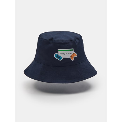 Sinsay - Bawełniany bucket hat z nadrukiem gamingowym - granatowy Sinsay M Sinsay