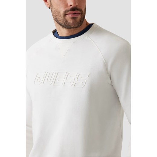 GUESS Biała męska bluza New Aldwin, Rozmiar M Guess  outfit.pl