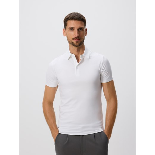 Reserved - Koszulka polo slim - biały ze sklepu Reserved w kategorii T-shirty męskie - zdjęcie 184777401