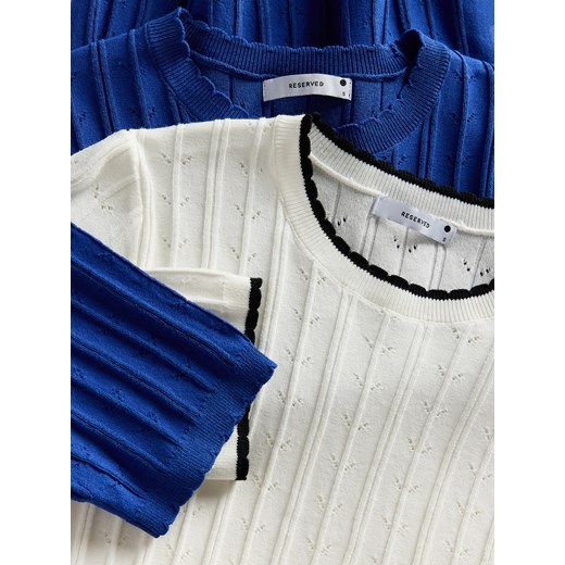 Reserved - Dzianinowa bluzka z wiskozą - niebieski Reserved S Reserved