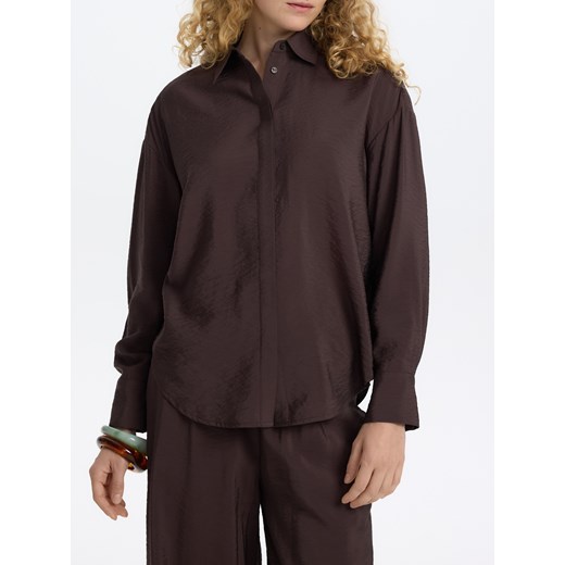 Reserved - Wzorzysta koszula z wiskozy - ciemnobrązowy Reserved XS Reserved