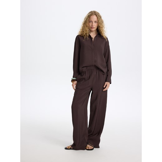 Reserved - Wzorzysta koszula z wiskozy - ciemnobrązowy Reserved M Reserved