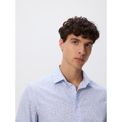 Reserved - Koszula slim fit w drobny wzór - jasnoniebieski Reserved M Reserved