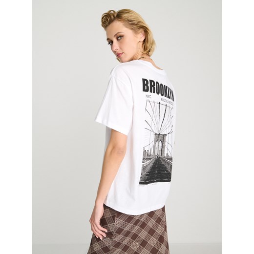 Sinsay - Koszulka z nadrukiem - biały Sinsay L Sinsay