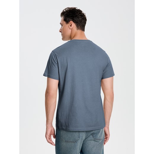 Sinsay - Koszulka basic z dekoltem w serek - szary Sinsay XS Sinsay