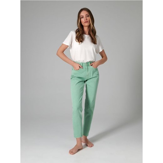 Sinsay - Jeansy mom high waist - zielony ze sklepu Sinsay w kategorii Jeansy damskie - zdjęcie 184778734