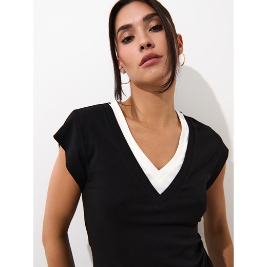 Mohito - Bluzka z dekoltem V - czarny Mohito S Mohito