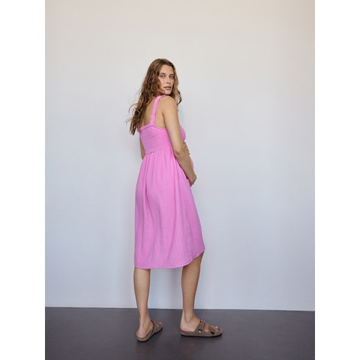 Reserved - Muślinowa sukienka mini na ramiączkach - różowy ze sklepu Reserved w kategorii Sukienki - zdjęcie 184779653