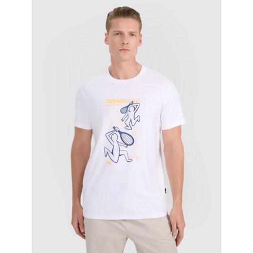 Męski t-shirt z nadrukiem 4F 4FRSS25TTSHM2852 - biały ze sklepu Sportstylestory.com w kategorii T-shirty męskie - zdjęcie 184779992