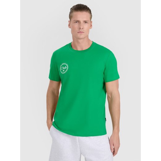 Męski t-shirt z nadrukiem 4F 4FRSS25TTSHM2854 - zielony ze sklepu Sportstylestory.com w kategorii T-shirty męskie - zdjęcie 184780050