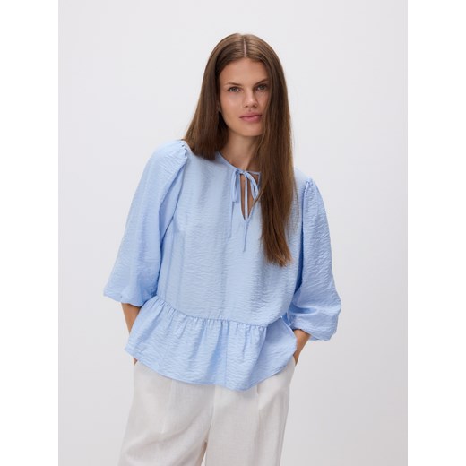 Reserved - Wiskozowa bluzka z wiązaniem - jasnoniebieski Reserved XL Reserved