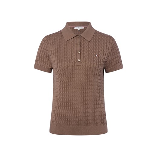 Tommy Hilfiger Damska koszulka polo z dzianiny Kobiety Bawełna taupe jednolity ze sklepu vangraaf w kategorii Bluzki damskie - zdjęcie 184781624