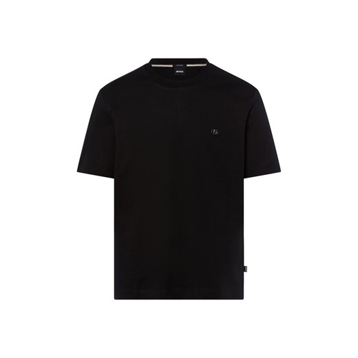 BOSS Koszulka męska - Taut Mężczyźni Bawełna czarny jednolity ze sklepu vangraaf w kategorii T-shirty męskie - zdjęcie 184781630