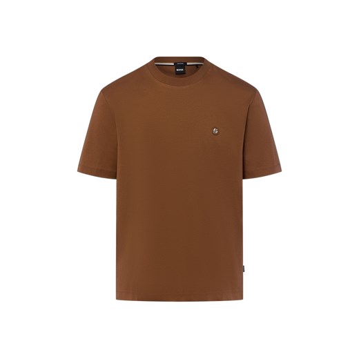 BOSS Koszulka męska - Taut Mężczyźni Bawełna nugatowy jednolity ze sklepu vangraaf w kategorii T-shirty męskie - zdjęcie 184781631