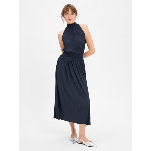 Samsøe Samsøe Damska plisowana sukienka - Uma Kobiety Sztuczne włókno granatowy M vangraaf