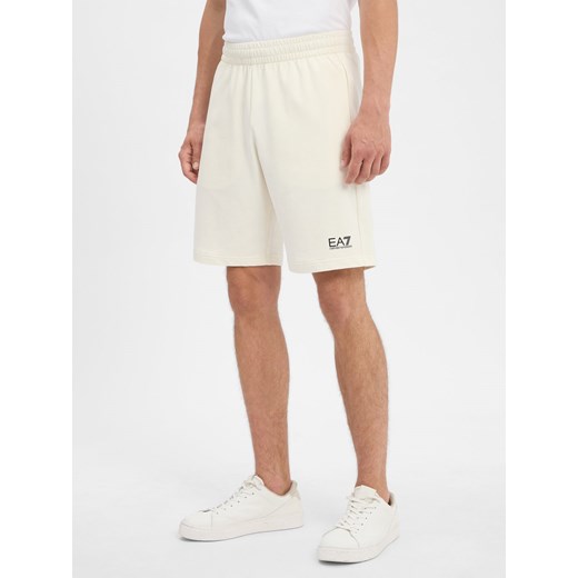 EA7 Emporio Armani Męskie szorty dresowe Mężczyźni Bawełna biały jednolity ze sklepu vangraaf w kategorii Spodenki męskie - zdjęcie 184781684