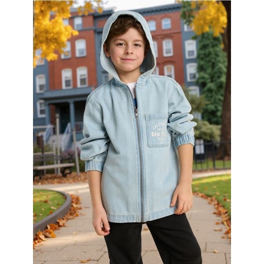 Sinsay - Kurtka jeansowa zapinana na zamek - niebieski Sinsay 128 (7-8 l) Sinsay okazja