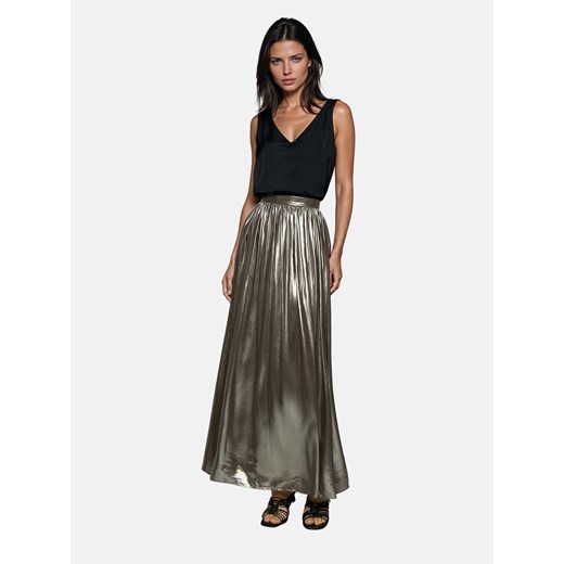 Szaro-srebrna zwiewna spódnica maxi L'AF Ida ze sklepu Eye For Fashion w kategorii Spódnice - zdjęcie 184785693
