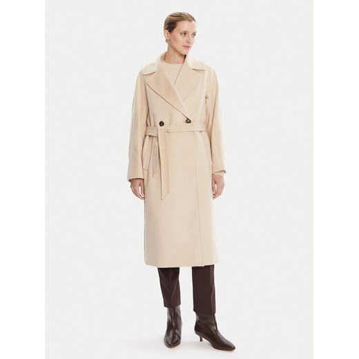 Weekend Max Mara Płaszcz wełniany Resina 2525016031 Beżowy Regular Fit ze sklepu MODIVO w kategorii Płaszcze damskie - zdjęcie 184787664