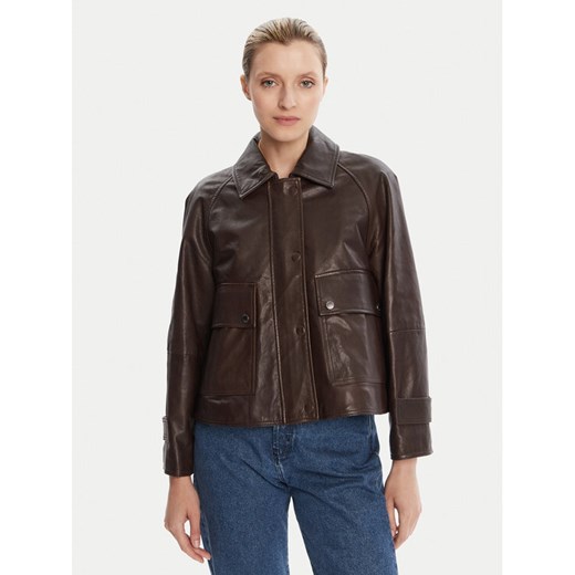 Weekend Max Mara Kurtka skórzana Berbice 2525446021 Brązowy Regular Fit ze sklepu MODIVO w kategorii Kurtki damskie - zdjęcie 184787670