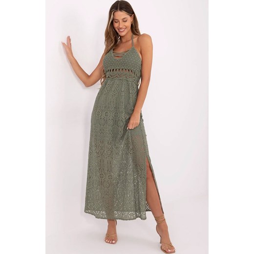 Sukienka boho z koronką khaki MI-SK-88191.63, Kolor khaki, Rozmiar uniwersalny, ITALY MODA ze sklepu Primodo w kategorii Sukienki - zdjęcie 184788764