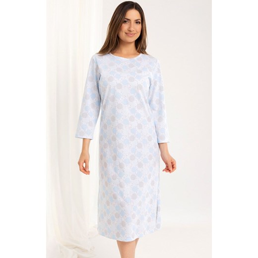 Koszula nocna damska z rękawem 3/4 niebieska 161, Kolor niebieski, Rozmiar M, Regina ze sklepu Primodo w kategorii Koszule nocne - zdjęcie 184788932
