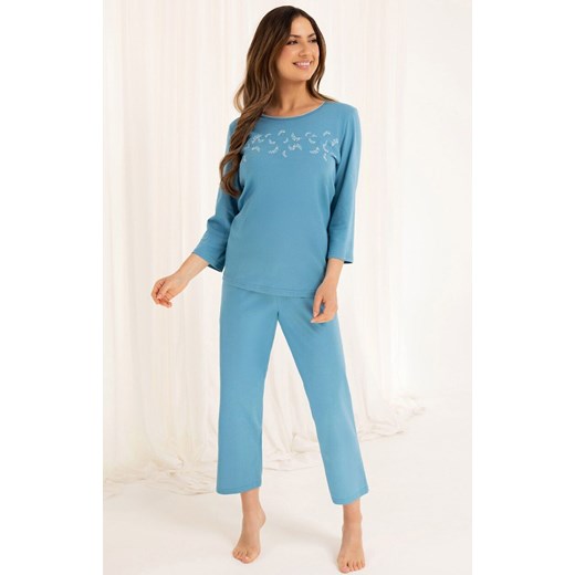Regina piżama damska 3/4 niebieska 724, Kolor niebieski, Rozmiar M, Regina ze sklepu Primodo w kategorii Piżamy damskie - zdjęcie 184788960